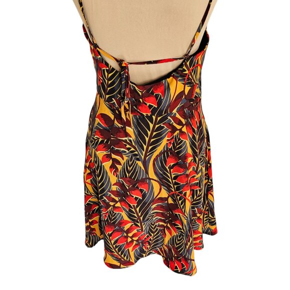 Molly Bracken Red Yellow Floral Leaf Mini Dress Fit & Flare Sz S - Picture 5 of 10